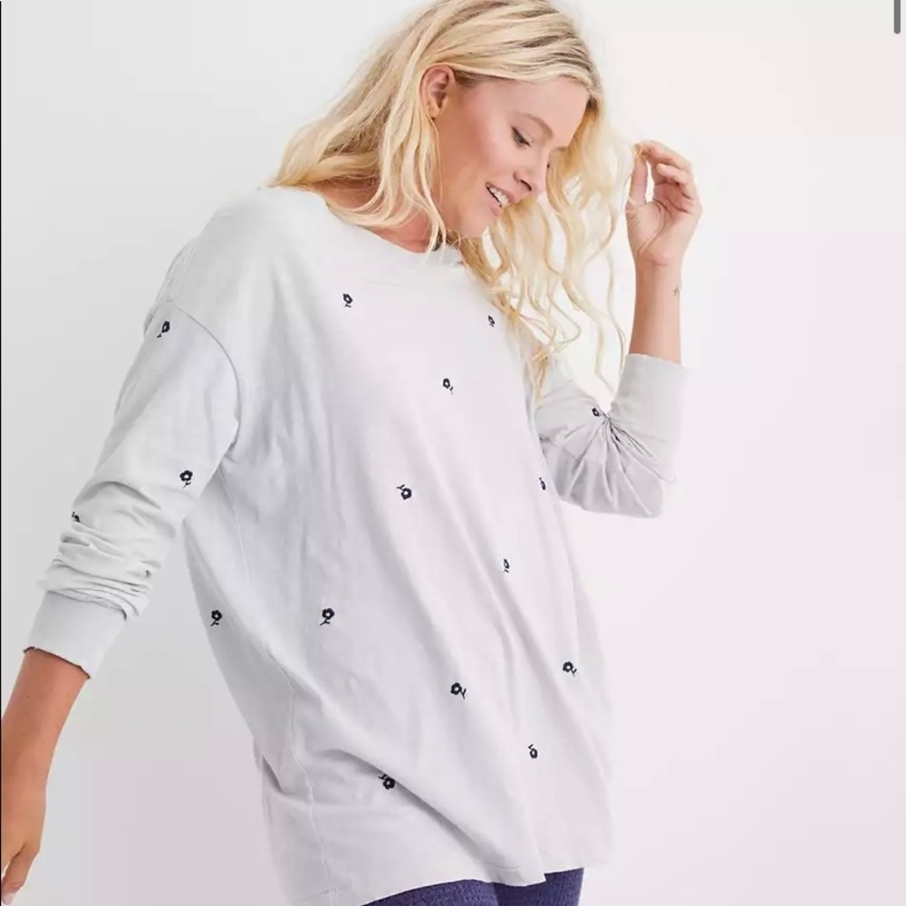 Aerie Long Sleeve Oversized Crewneck T-Shirt